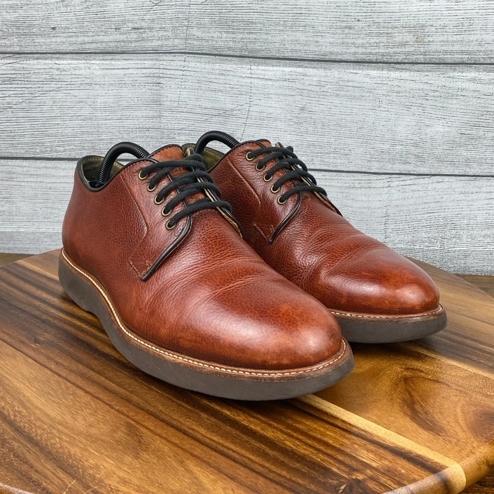 Samuel Hubbard Highlander Pebbled Leather Comfort Oxford Red Brown Mens Size 9.5